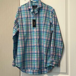 Polo by Ralph Lauren Men's Blue and Pink Plaid Shirt